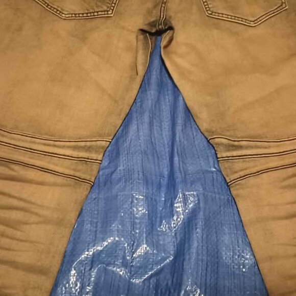 Rock Revival Moto Biker Tapered Faded Tan Leg Jeans “Elliot” Great Condition - Picture 6 of 11